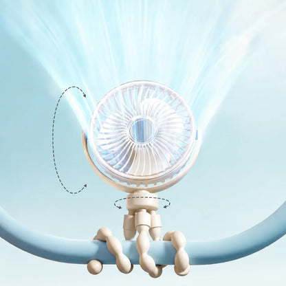 Battery-Powered Clip-On Fan, Portable Foldable Design with Adjustable Angle