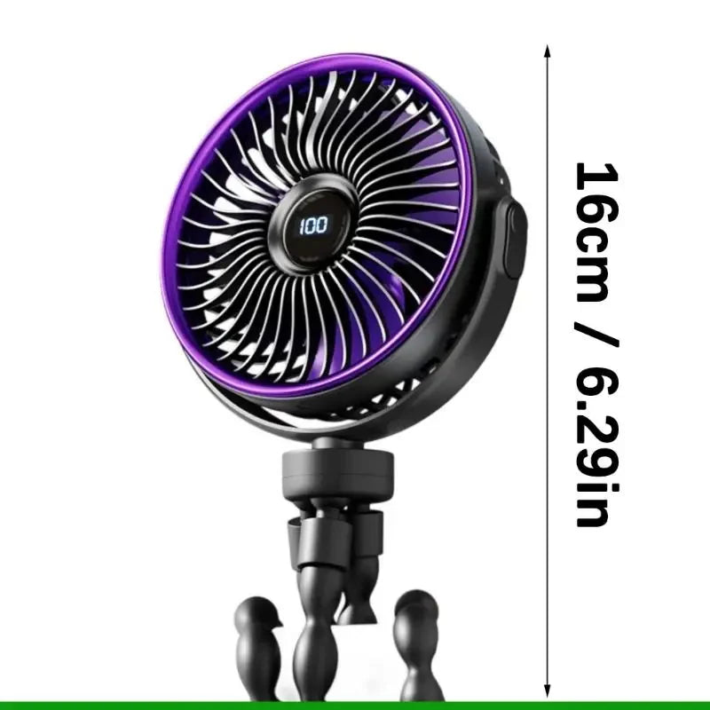 Battery-Powered Clip-On Fan, Portable Foldable Design with Adjustable Angle