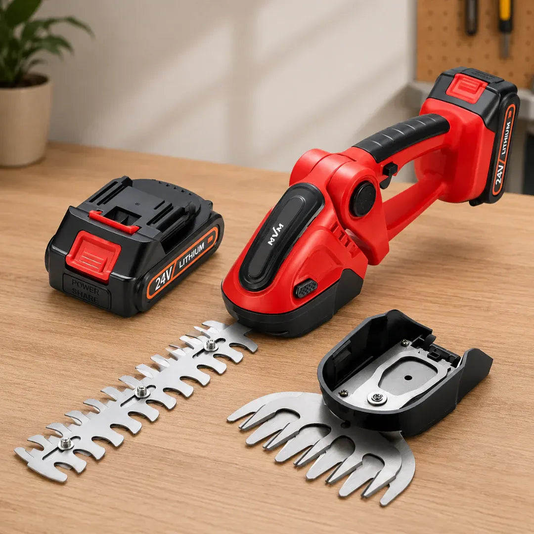 Battery-Powered Cordless Hedge Trimmer with Dual-Handle Design