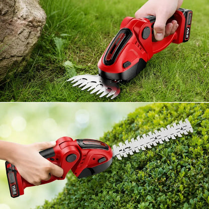Battery-Powered Cordless Hedge Trimmer with Dual-Handle Design