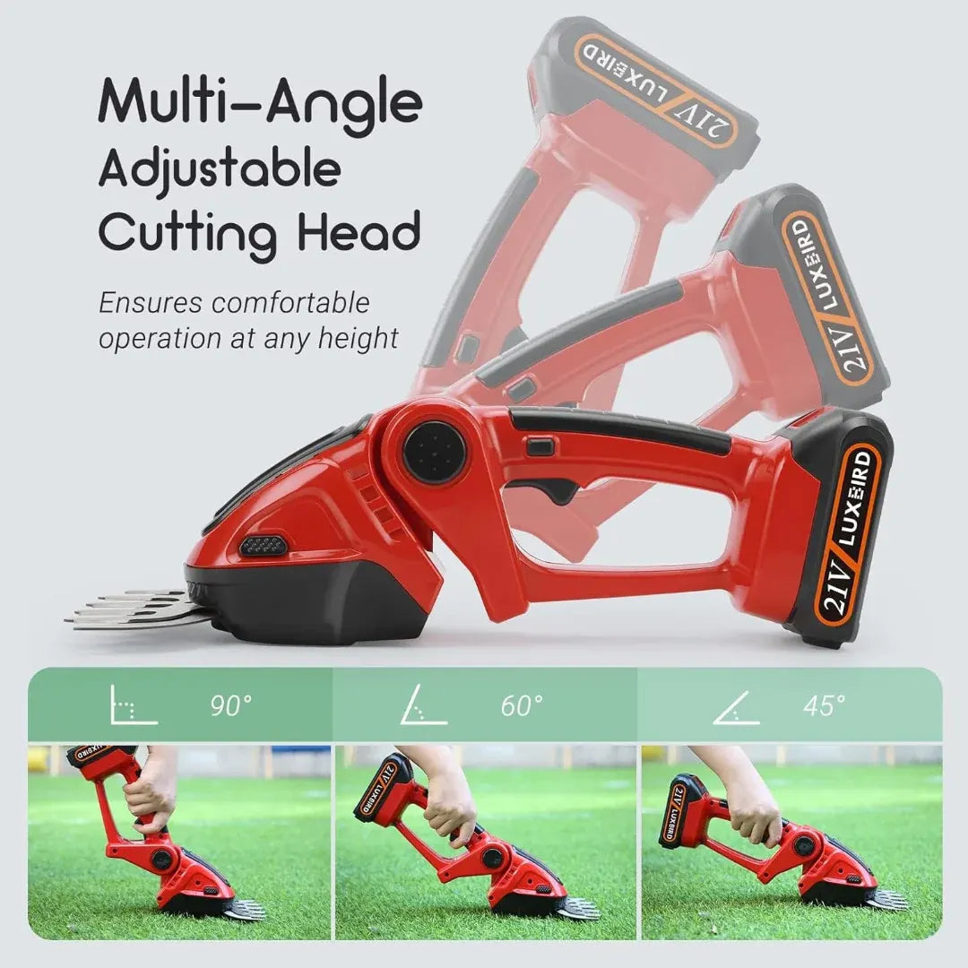 Battery-Powered Cordless Hedge Trimmer with Dual-Handle Design