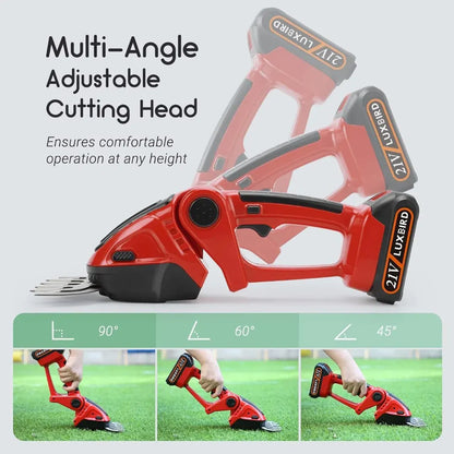 Battery-Powered Cordless Hedge Trimmer with Dual-Handle Design