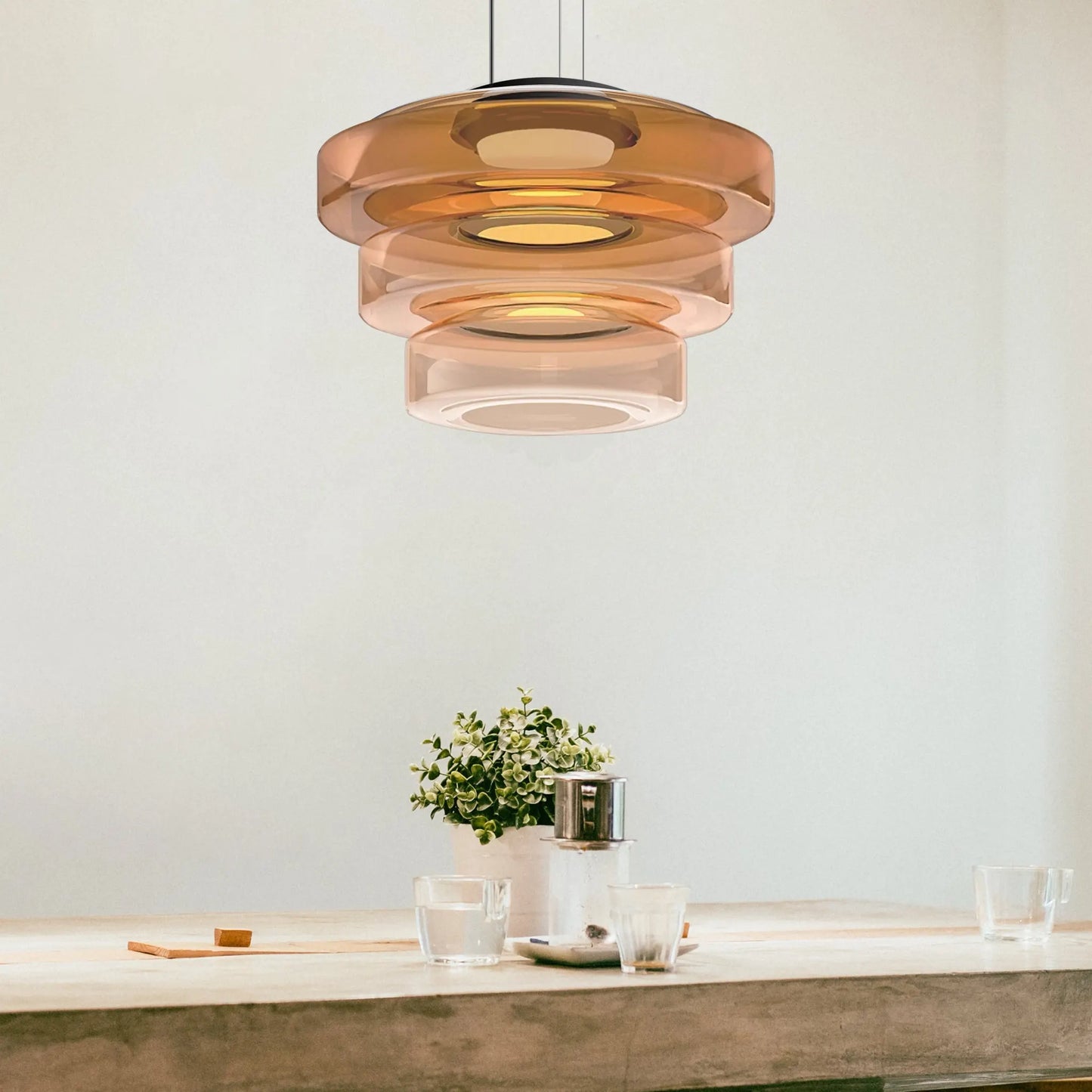 Bauhaus-Style Glass Pendant Ceiling Light Fixture