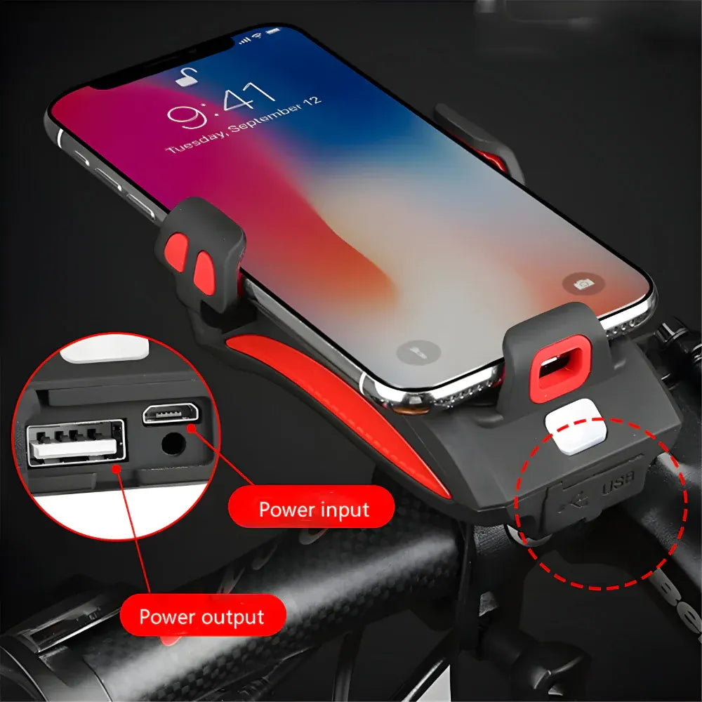 Bicycle Handlebar Mount with Light, Horn and Power Bank Combo