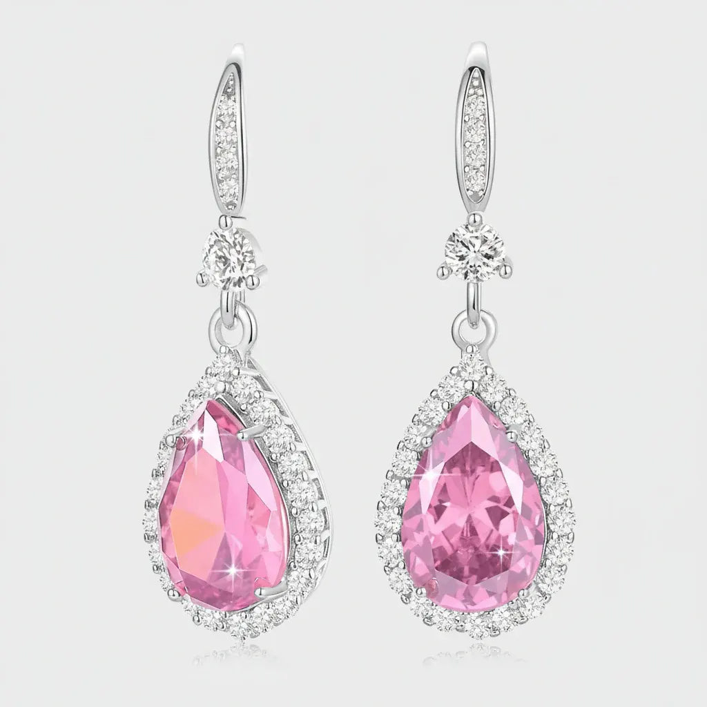 Birthstone Teardrop Dangle Earrings - Mother's Day Gift Jewelry