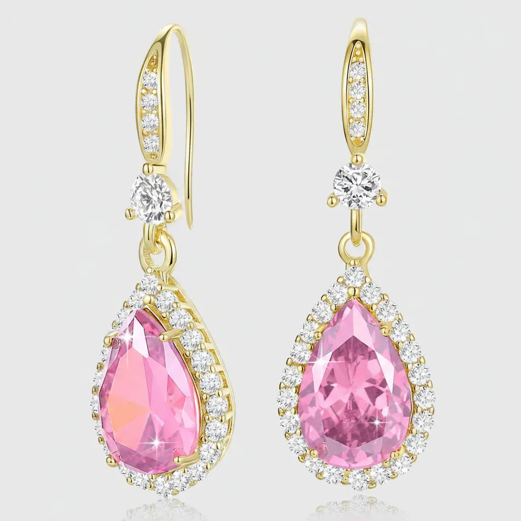 Birthstone Teardrop Dangle Earrings - Mother's Day Gift Jewelry