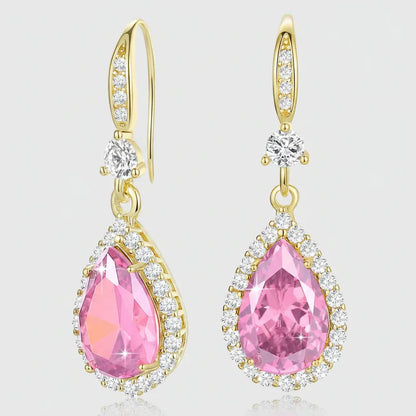 Birthstone Teardrop Dangle Earrings - Mother's Day Gift Jewelry