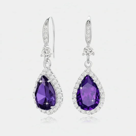 Birthstone Teardrop Dangle Earrings - Mother's Day Gift Jewelry