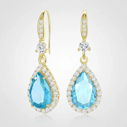 Birthstone Teardrop Dangle Earrings - Mother's Day Gift Jewelry