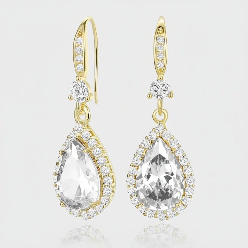 Birthstone Teardrop Dangle Earrings - Mother's Day Gift Jewelry