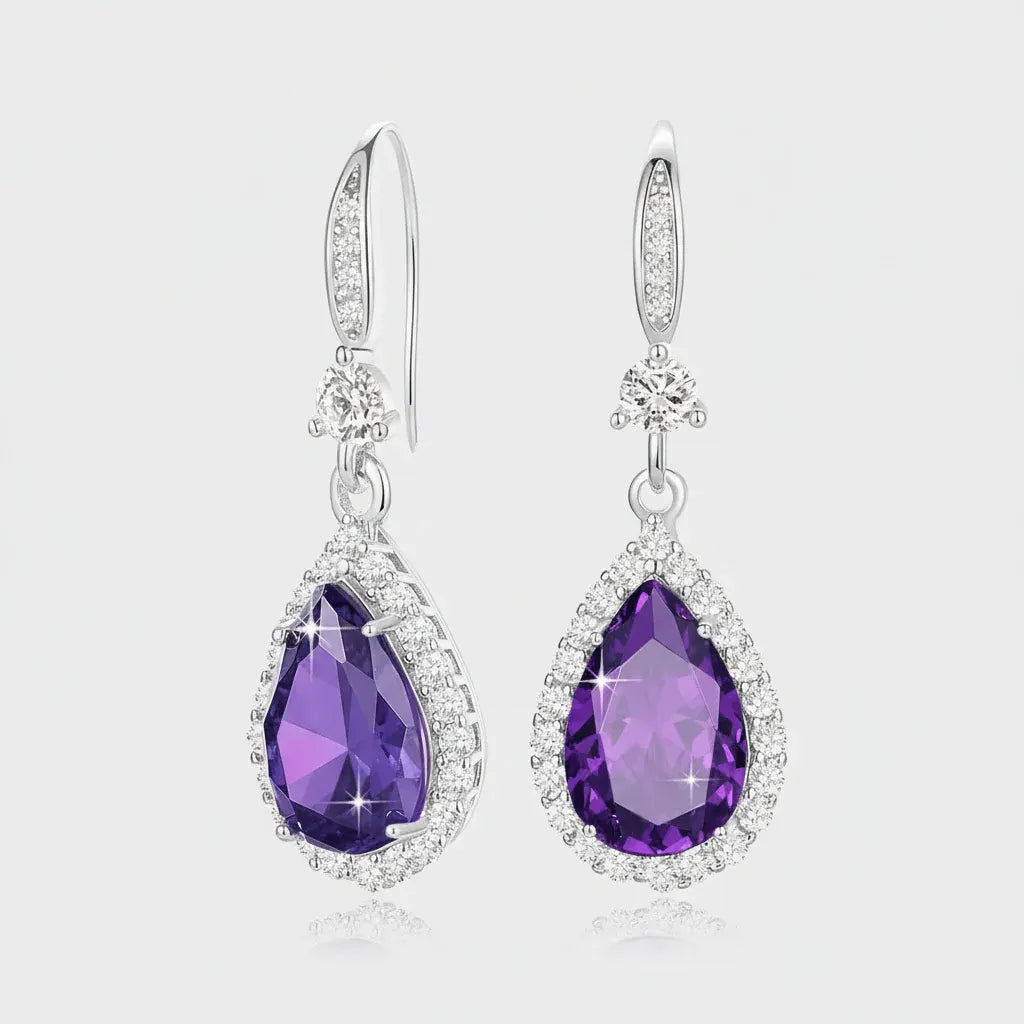 Birthstone Teardrop Dangle Earrings - Mother's Day Gift Jewelry