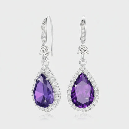 Birthstone Teardrop Dangle Earrings - Mother's Day Gift Jewelry