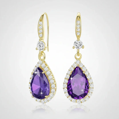 Birthstone Teardrop Dangle Earrings - Mother's Day Gift Jewelry