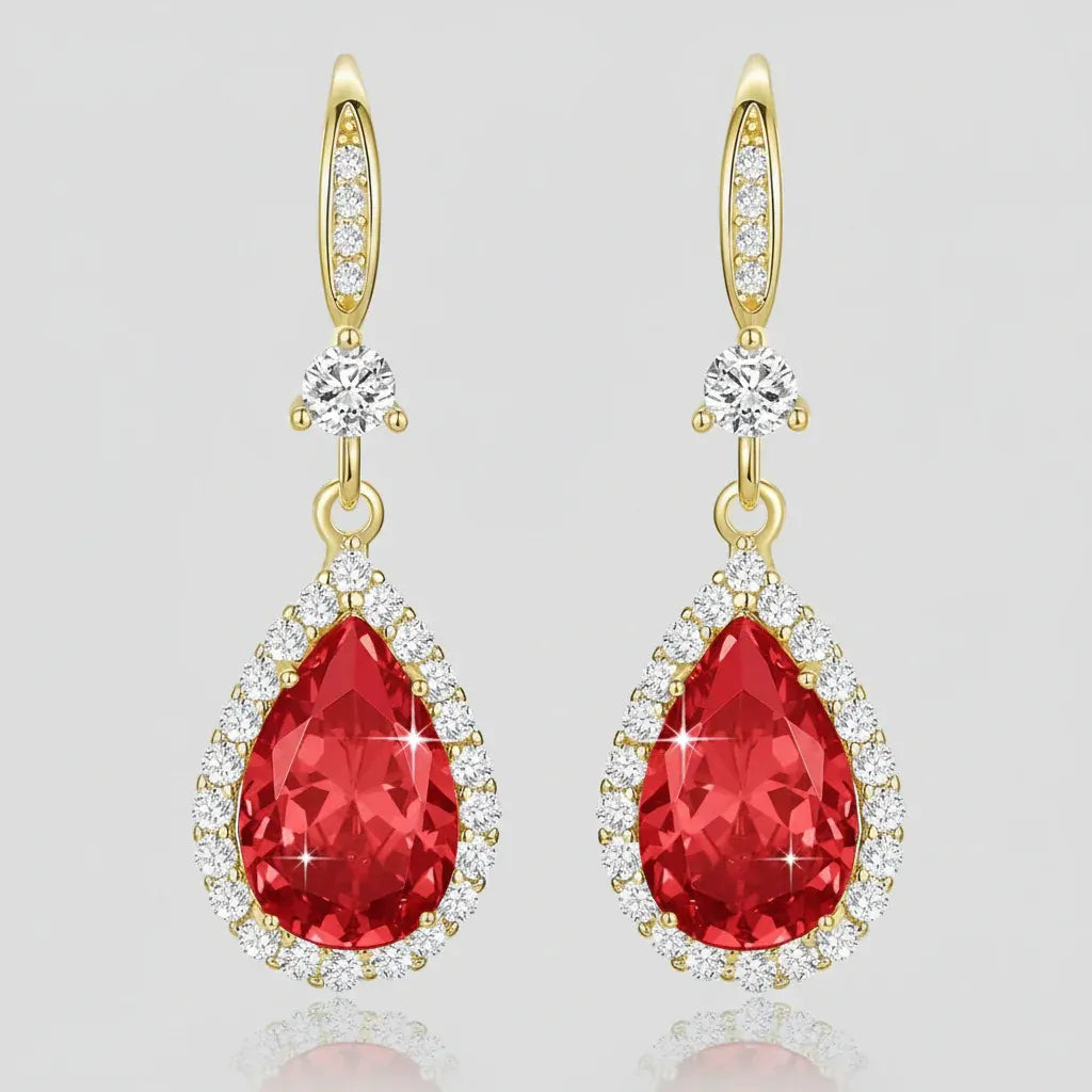 Birthstone Teardrop Dangle Earrings - Mother's Day Gift Jewelry