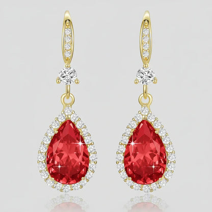 Birthstone Teardrop Dangle Earrings - Mother's Day Gift Jewelry