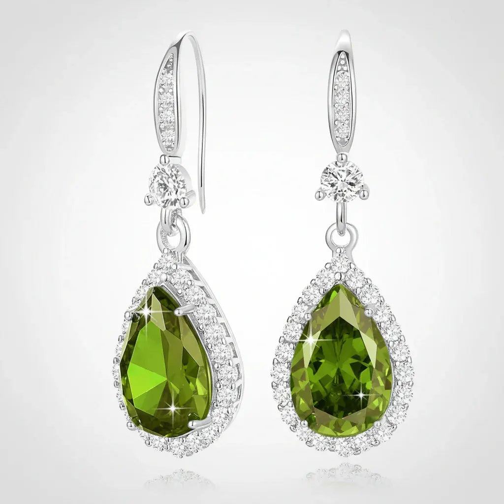 Birthstone Teardrop Dangle Earrings - Mother's Day Gift Jewelry