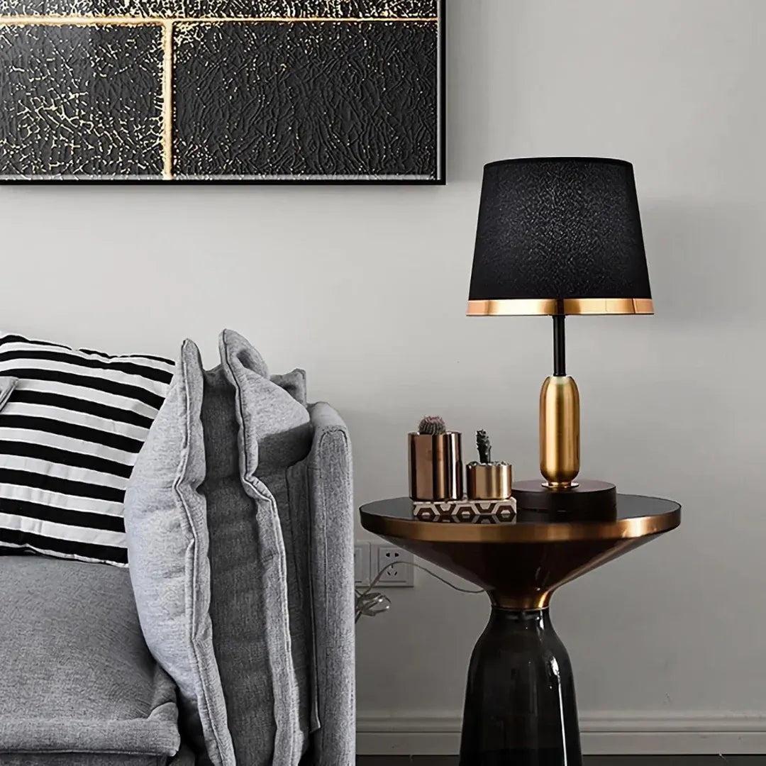 Black & Gold Vintage Accent Table Lamp | Retro Modern Design