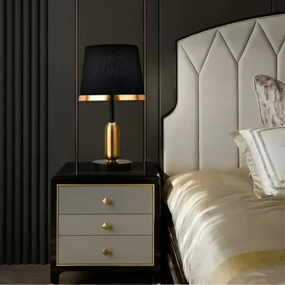 Black & Gold Vintage Accent Table Lamp | Retro Modern Design