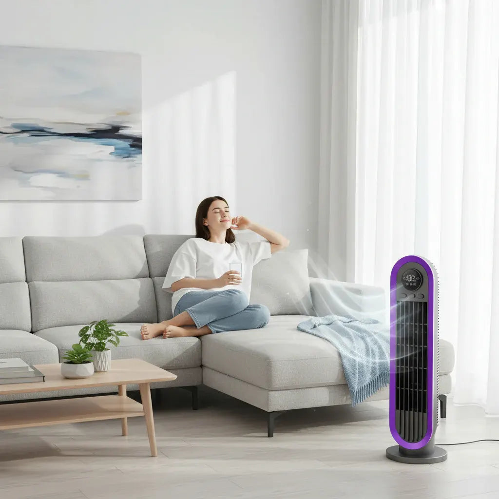 Bladeless Tower Fan Quiet Oscillating Portable with Adjustable Settings