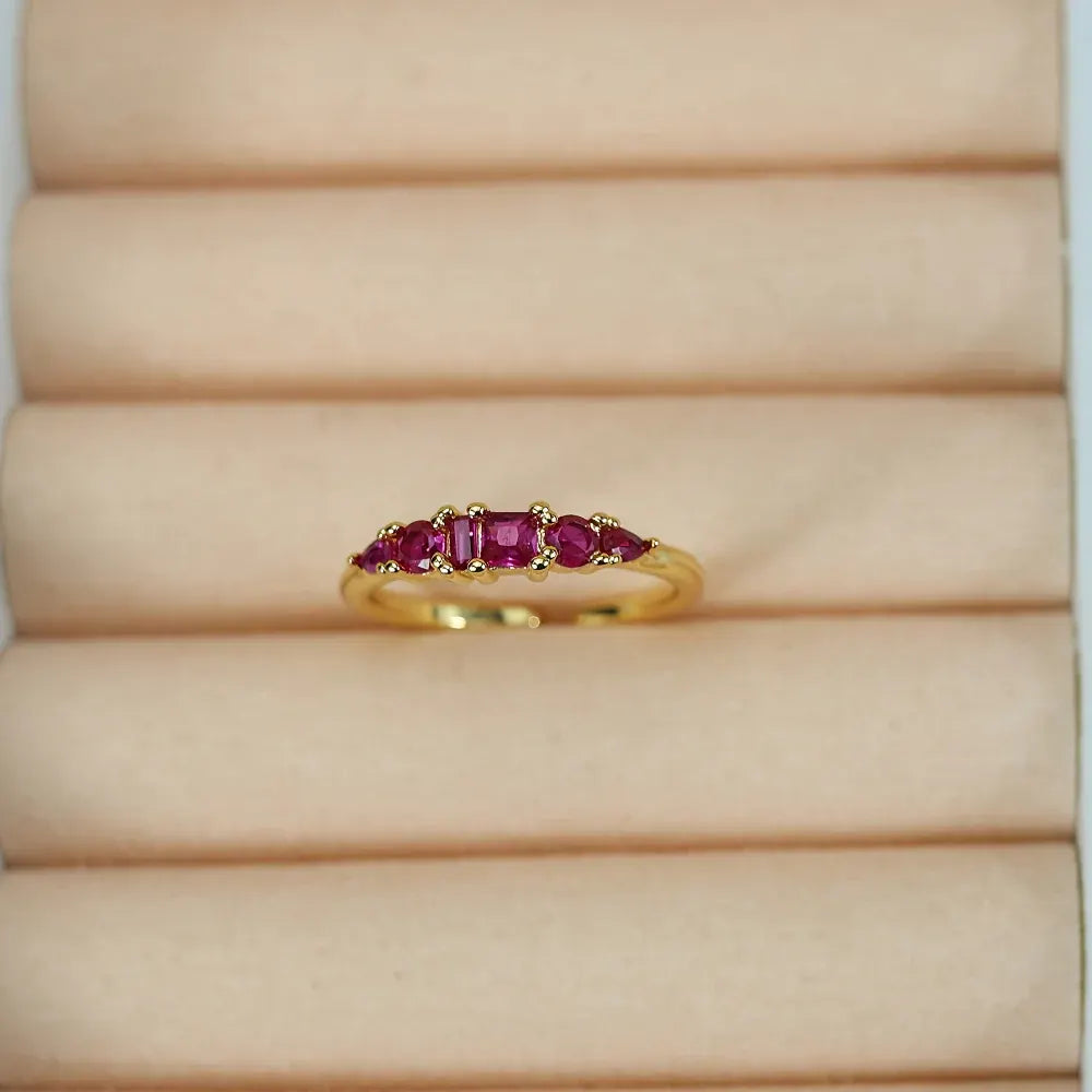 Boho Stackable Gold Rhinestone Ring Set for Mother's Day