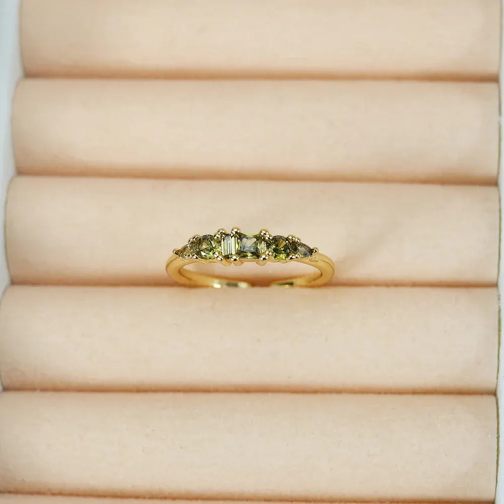 Boho Stackable Gold Rhinestone Ring Set for Mother's Day