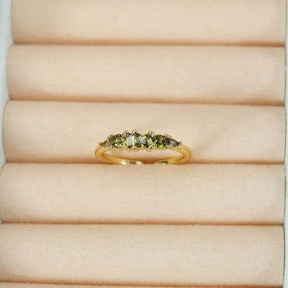 Boho Stackable Gold Rhinestone Ring Set for Mother's Day