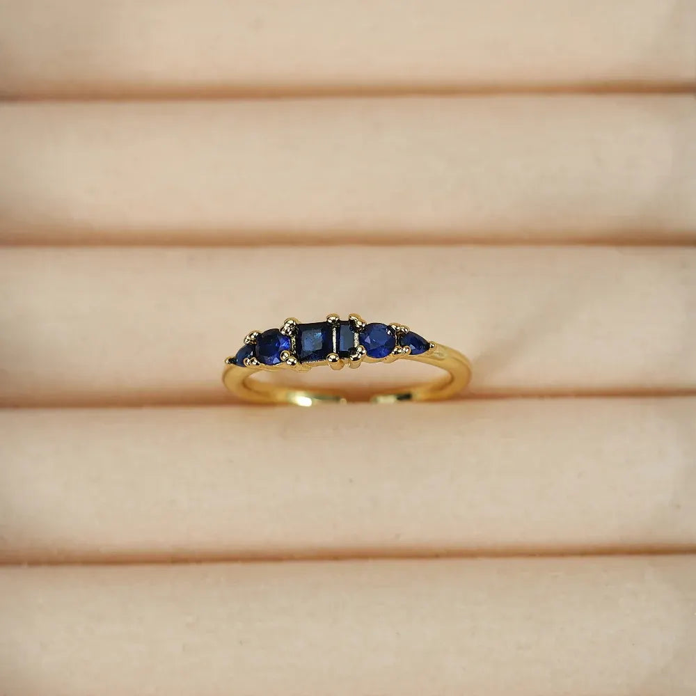 Boho Stackable Gold Rhinestone Ring Set for Mother's Day