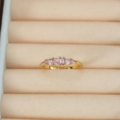 Boho Stackable Gold Rhinestone Ring Set for Mother's Day