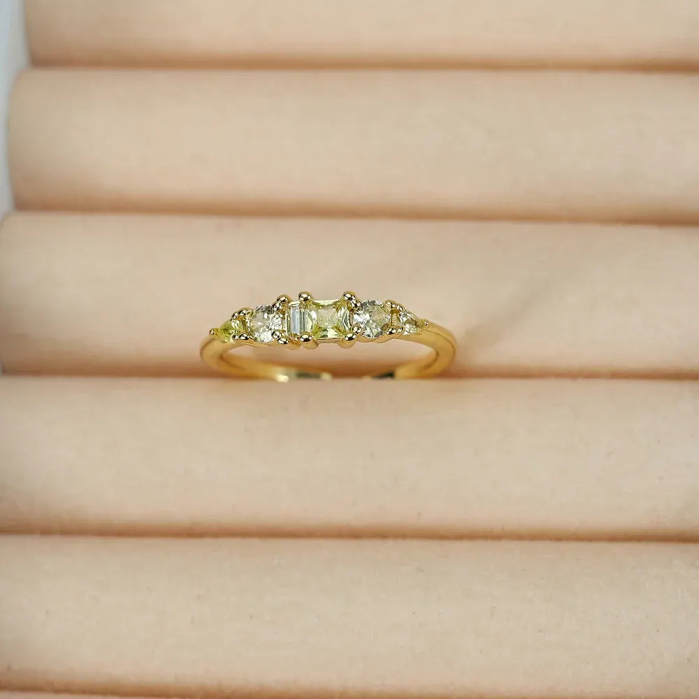 Boho Stackable Gold Rhinestone Ring Set for Mother's Day