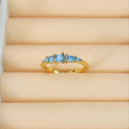Boho Stackable Gold Rhinestone Ring Set for Mother's Day
