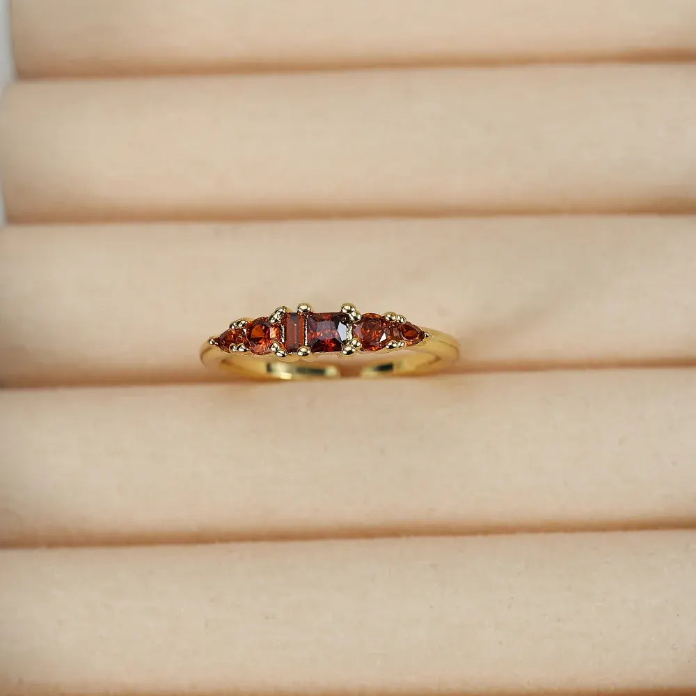 Boho Stackable Gold Rhinestone Ring Set for Mother's Day
