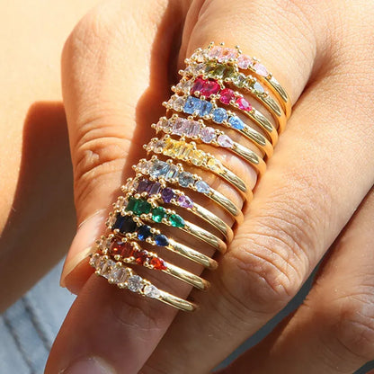 Boho Stackable Gold Rhinestone Ring Set for Mother's Day