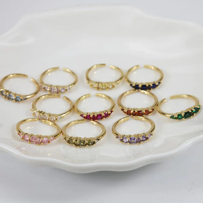 Boho Stackable Gold Rhinestone Ring Set for Mother's Day