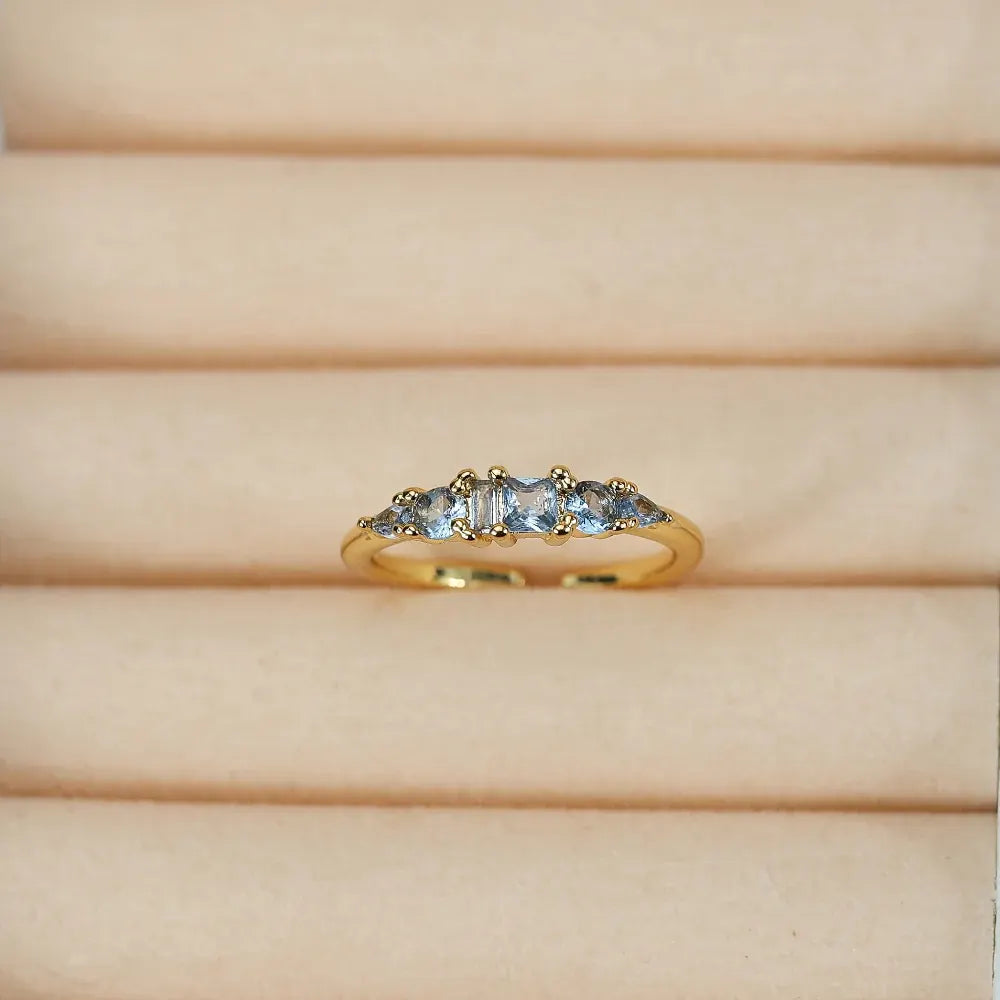 Boho Stackable Gold Rhinestone Ring Set for Mother's Day