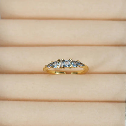 Boho Stackable Gold Rhinestone Ring Set for Mother's Day