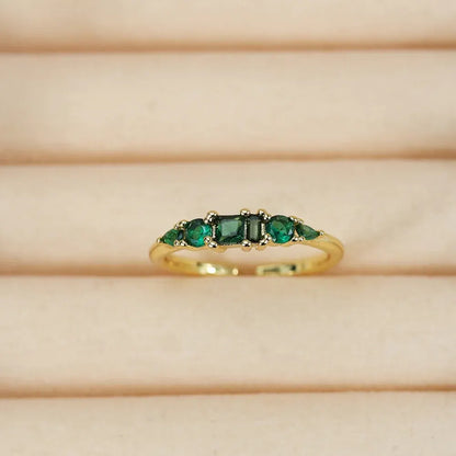 Boho Stackable Gold Rhinestone Ring Set for Mother's Day
