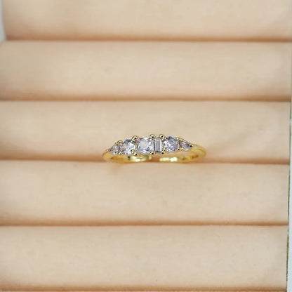 Boho Stackable Gold Rhinestone Ring Set for Mother's Day