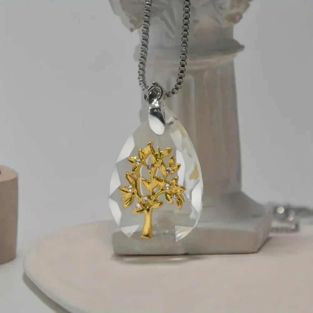Boho Teardrop Glass Pendant Necklace – Mother's Day Jewelry Gift