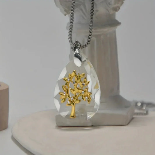 Boho Teardrop Glass Pendant Necklace – Mother's Day Jewelry Gift