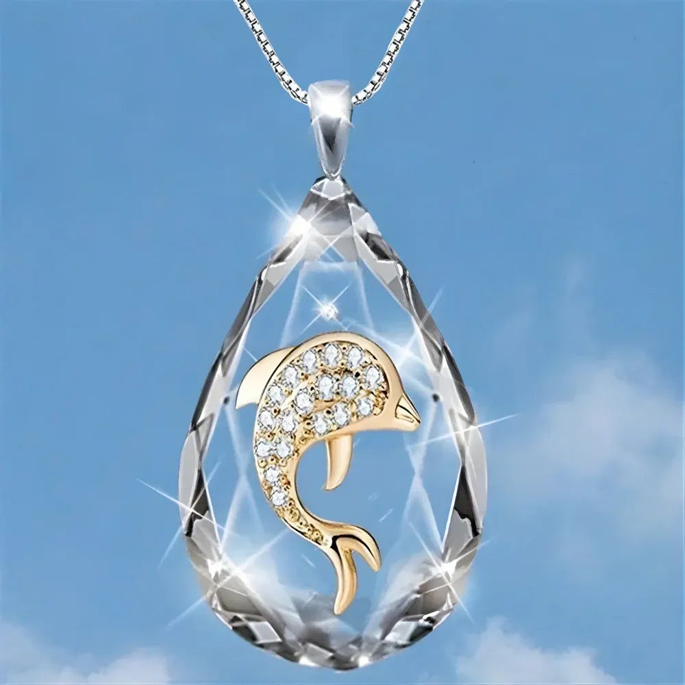 Boho Teardrop Glass Pendant Necklace – Mother's Day Jewelry Gift