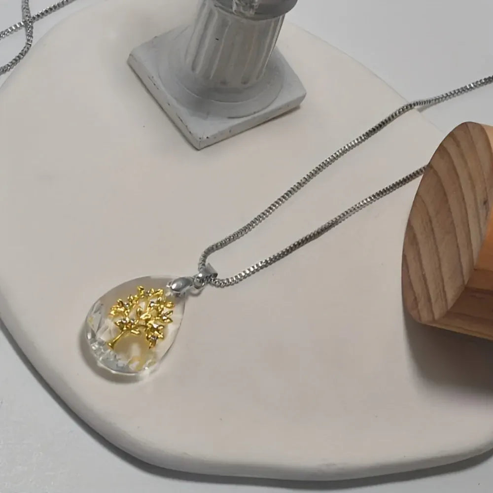 Boho Teardrop Glass Pendant Necklace – Mother's Day Jewelry Gift