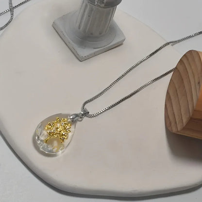 Boho Teardrop Glass Pendant Necklace – Mother's Day Jewelry Gift