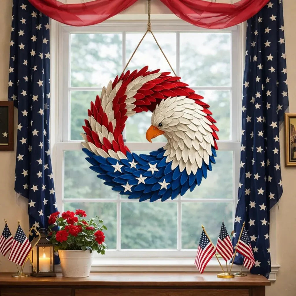 Boxwood Wreath Veterans Eagle Memorial Wall Decor Display