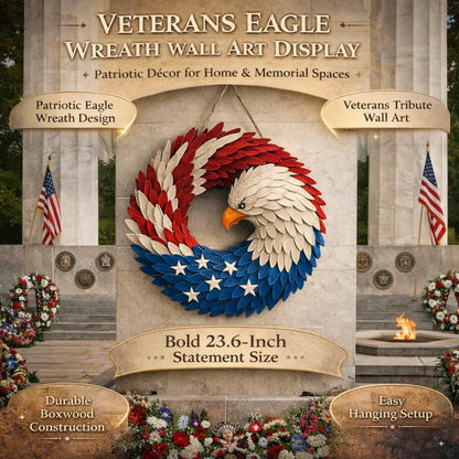 Boxwood Wreath Veterans Eagle Memorial Wall Decor Display