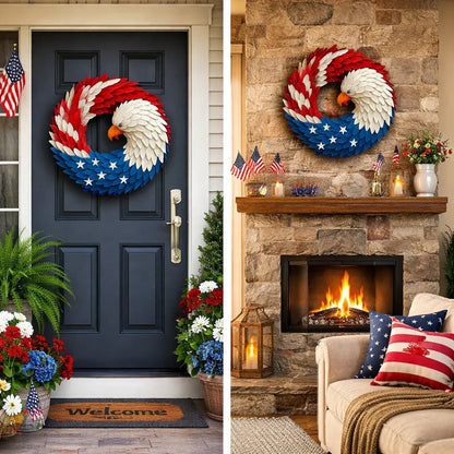 Boxwood Wreath Veterans Eagle Memorial Wall Decor Display