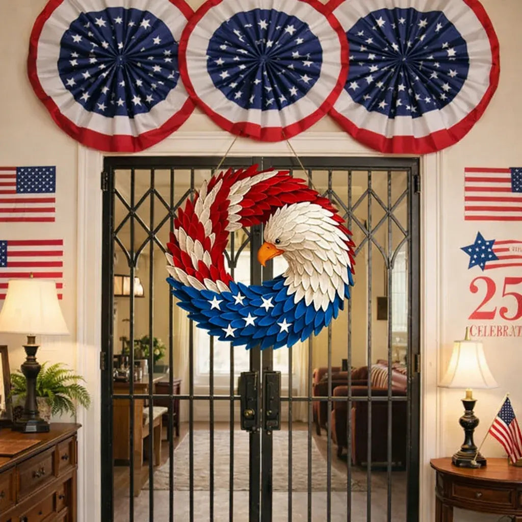 Boxwood Wreath Veterans Eagle Memorial Wall Decor Display