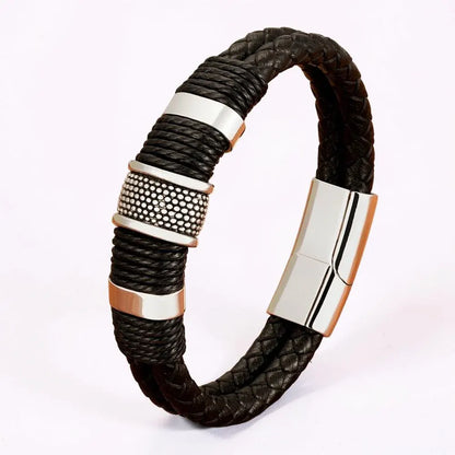 Braided Men's Wristband Bracelet with Magnetic Clasp