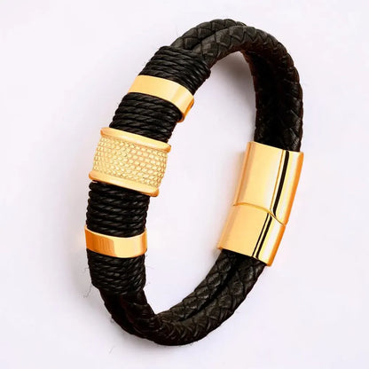 Braided Men's Wristband Bracelet with Magnetic Clasp
