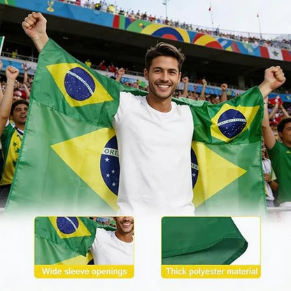 Brazil Fan Gear Set – Flag Cape, Scarf & Horn for Soccer Party