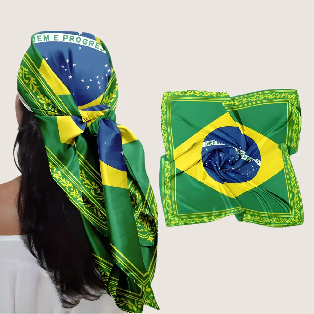 Brazil Flag Square Bandana Head Scarf for World Cup Fans